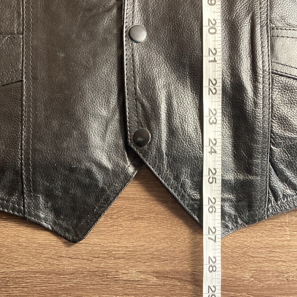 Mens Vintage Genuine Black Leather Biker Vest Size XL - Picture 5 of 6